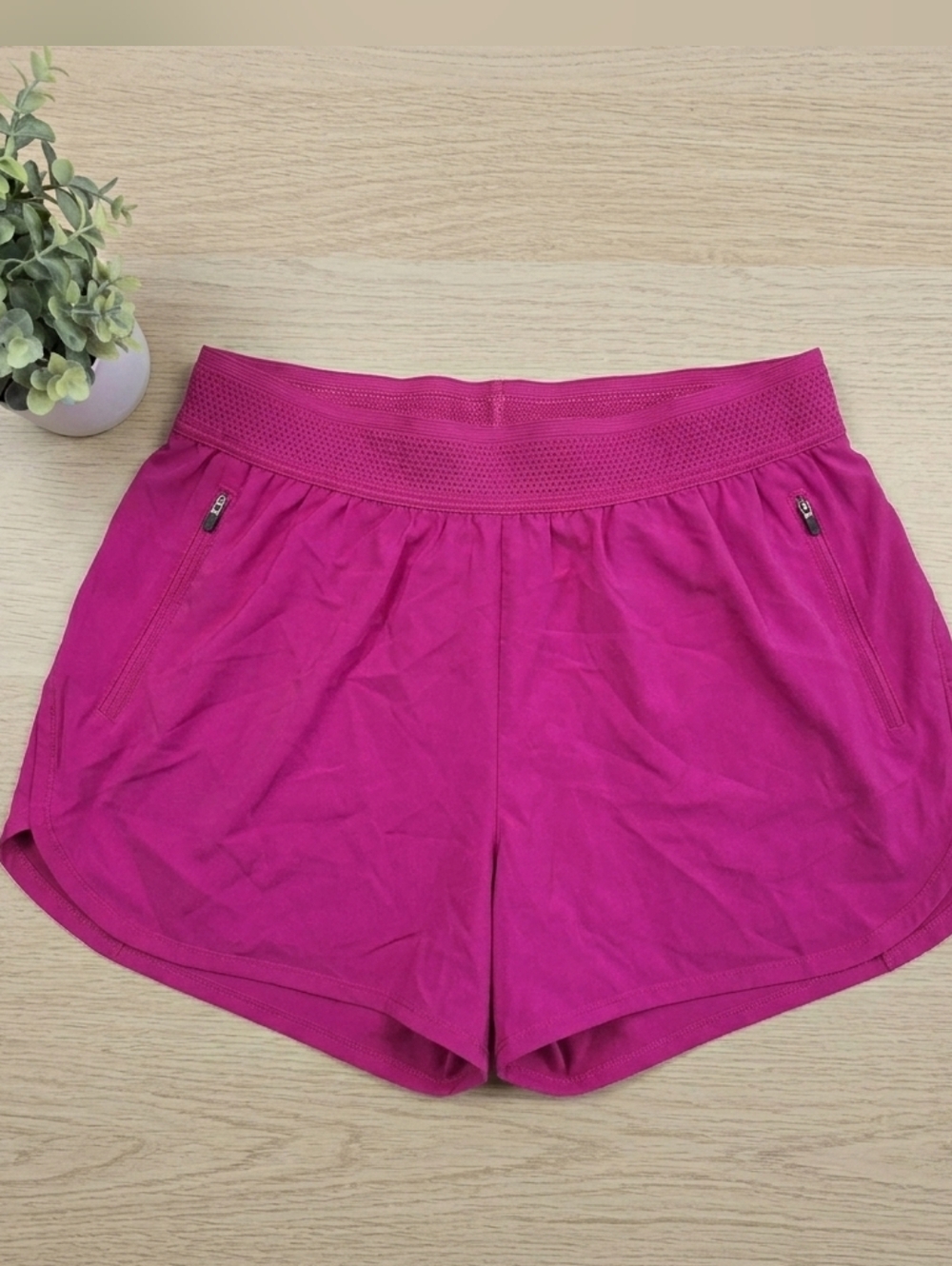 Ideology Magenta Running Shorts with Zipper Pockets - Size Large